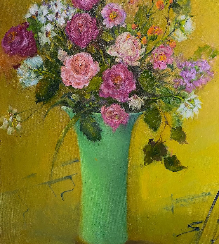 Wedding Bouquet in Oils by Kate Hoekstra — a floral still life painting.