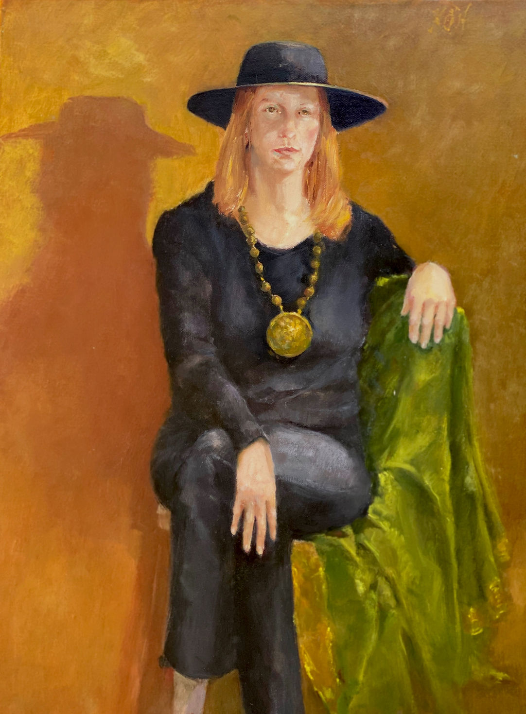 Woman in the Black Hat by Kate Hoekstra — oil on canvas, 18 by 24 inches.